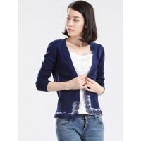 丝柏舍2019秋季时尚绣花蕾丝拼接纯色长袖开衫041001