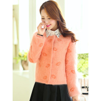 丝柏舍2019冬女装 时尚圆领长袖唇印图案外套069988