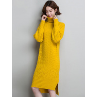 丝柏舍冬装女2019时尚优雅中长款纯色高领连衣裙潮S83S0285L