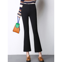 丝柏舍2019秋装女装高腰纯色修身微喇九分休闲裤S83S0003K