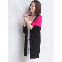 丝柏舍2019秋装女装时尚撞色长袖单排扣连帽针织开衫042170