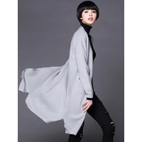 丝柏舍2019秋女装时尚撞色拼接中长款针织开衫042183