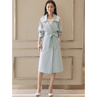 丝柏舍秋装女2019纯色翻领长袖修身气质中长款风衣S83R0453F