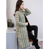 丝柏舍冬季2019女纯色长袖单排扣修身保暖长款棉衣S84R0139H