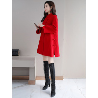 丝柏舍冬装女2019立领长袖喜庆中长款大衣毛呢外套S84R0990D