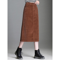 丝柏舍2019冬季女装时尚纯色高腰修身中长款半身裙S84R1108B