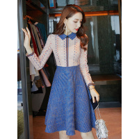 丝柏舍2019秋装女士时尚淑女显瘦拼接撞色连衣裙S93B4212L