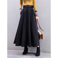 丝柏舍2019秋装女纯色简约宽松大摆长款半身裙S93B4689B