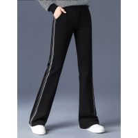 丝柏舍2019秋装女韩版宽松高腰坠感直筒运动休闲裤S93B4736K