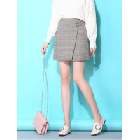 丝柏舍2019秋装女包臀A字短裙不规则千鸟格子半身裙S93B4739B