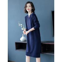 丝柏舍2019秋装女韩版简约通勤气质纯色长袖连衣裙S93P0005L