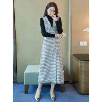 丝柏舍2019秋装女纯色简约毛衫搭背带裙时尚套装S93T4094N