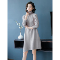 丝柏舍2019秋冬女装纯色个性不规则下摆针织连衣裙S94H0002L