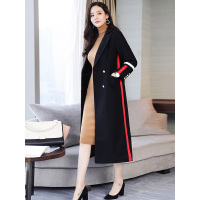丝柏舍冬季女2019OL双排扣收腰中长款毛呢大衣外套S84R0810D