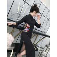 丝柏舍2019秋装复古中国风改良式旗袍中长款连衣裙S93B4459L