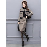 丝柏舍2019秋装女士时尚长袖外套搭修身半身裙套装S93B4752N