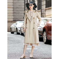 丝柏舍2019秋装女翻领长袖收腰简约气质中长款风衣S93B4563F