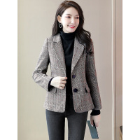 丝柏舍2019秋装女装翻领长袖千鸟格子小西装潮外套S93B4573X