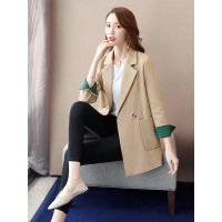 丝柏舍2019秋装女韩版气质修身长袖撞色外套西装S93B4580X