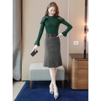 丝柏舍2019秋装女士纯色修身针织衫搭半身裙套装S93B4700N