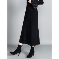 丝柏舍2019秋装女时尚纯色简约收腰显瘦长款半身裙S93D0052B