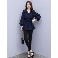 丝柏舍2019秋装女士简约收腰系带纯色长袖短款风衣S93B4659F