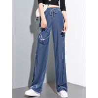 丝柏舍2019秋装女时尚收腰宽松垂感阔腿长款休闲裤S93B4387K