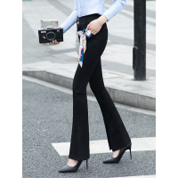 丝柏舍2019秋季女装时尚纯色韩版修身喇叭休闲裤S93S0054K