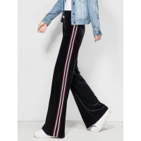 丝柏舍2019女裤子秋装系带高腰直筒宽松长款休闲裤S93T4723K