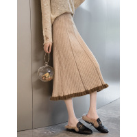 丝柏舍2019秋简约纯色高腰修身中长款针织半身裙女S93T4084B