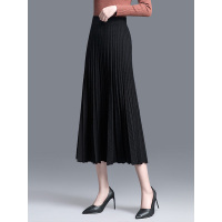丝柏舍2019秋时尚纯色高腰修身百褶中长款半身裙S93T4373B
