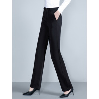 丝柏舍秋装女2019通勤高腰纯色修身阔腿直筒休闲裤S93R4904K