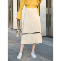 丝柏舍2019秋季女装针织高腰中长款大摆A字半身裙S93T4102B