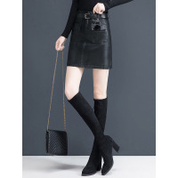 丝柏舍2019秋冬女时尚简约纯色显瘦高腰短款半身裙S94T6297B