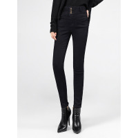 丝柏舍2020冬装女简约修身显瘦高腰长款加绒牛仔裤S94T6230K