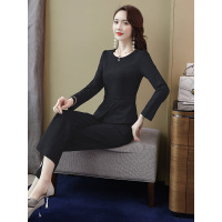 丝柏舍2019秋季女装时尚纯色长袖上衣搭直筒裤套装S93R4959N