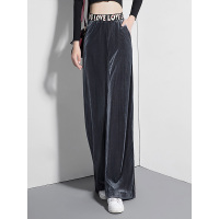 丝柏舍2019秋韩版收腰字母装饰宽松长款休闲阔腿裤S93R4831K