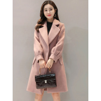 丝柏舍冬装女2019暗扣大翻领chic潮牌中款毛呢大衣S84B0799D