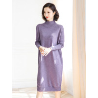 丝柏舍2019冬装女韩版纯色简约休闲中长款连衣裙S94S0001L