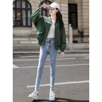 丝柏舍2019秋季女装宽松港风刺绣棒球服长袖外套S93B4921A