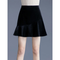 丝柏舍2019年秋冬纯色高腰拼接鱼尾A字裙淑女半身裙S84R1124B