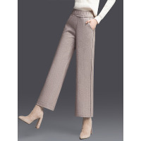 丝柏舍冬季2019女装纯色高腰宽松直筒坠感长款休闲裤潮S94B6172K