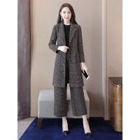 丝柏舍2019冬装女外套通勤西装领修身单排扣中长款毛呢大衣S94B6199D