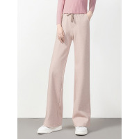 丝柏舍冬季2019女装纯色时尚高腰系带直筒长款休闲裤潮S94B6236K