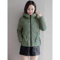 丝柏舍 2019冬装纯色连帽拉锁修身简约口袋保暖棉衣S94R6016H