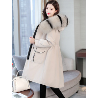 丝柏舍棉服女2019冬装韩版大毛领抽绳收腰中长款潮S94R6020H