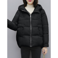 丝柏舍2019冬装女士韩版时尚纯色连帽长袖保暖棉衣S94B6325H