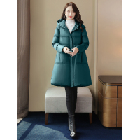 丝柏舍2019冬季女装时尚纯色连帽中长款保暖棉衣S94Q6568H