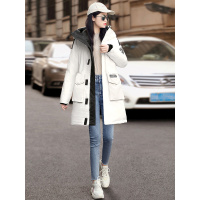 丝柏舍2019冬季女装时尚宽松中长款保暖连帽羽绒服S94Q6491Y