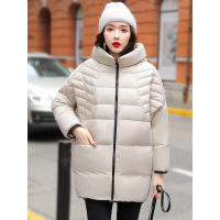 丝柏舍2019冬装女时尚简约纯色连帽长袖保暖羽绒服S94B6357Y